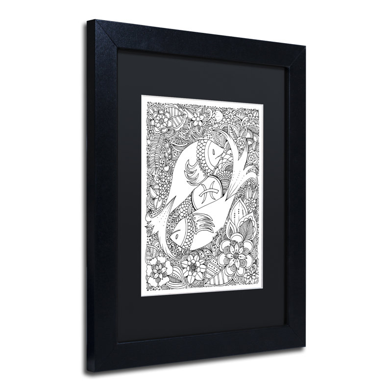 " Fish " by KCDoodleArt, 14" H x 11" W x 0.5" D, Black