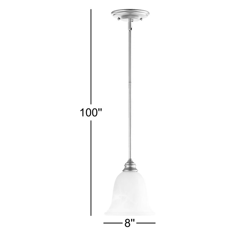 Luminaire suspendu en forme de cloche à 1 lumière Cambron, Opale satinée