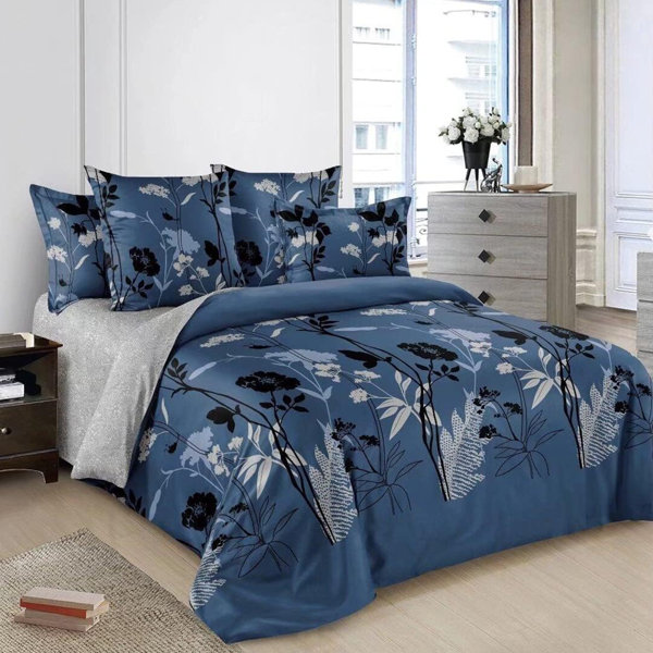 Sapphire Blue Luxury Bedding made with Silky Jacquard Fabric, Embroide