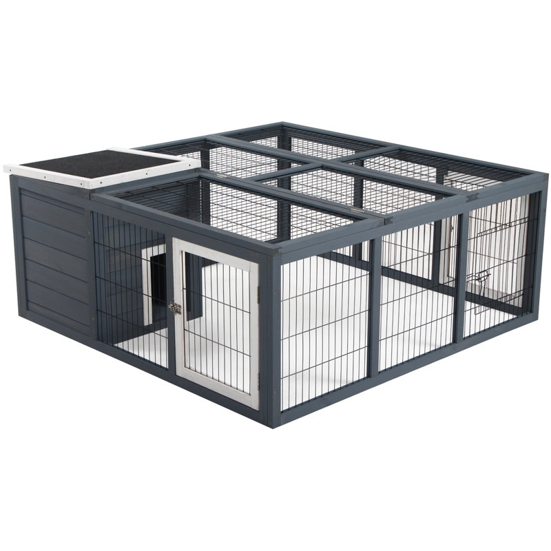 Petite cage pour animaux de compagnie, lapin imperméable gris avec un design réfléchi, et durable en gris, soigneusement conçu pour la liberté, dynamique
