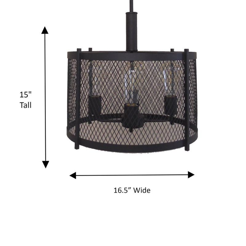Luminaire suspendu tambour 4 lumières Glen, Bronze ébène