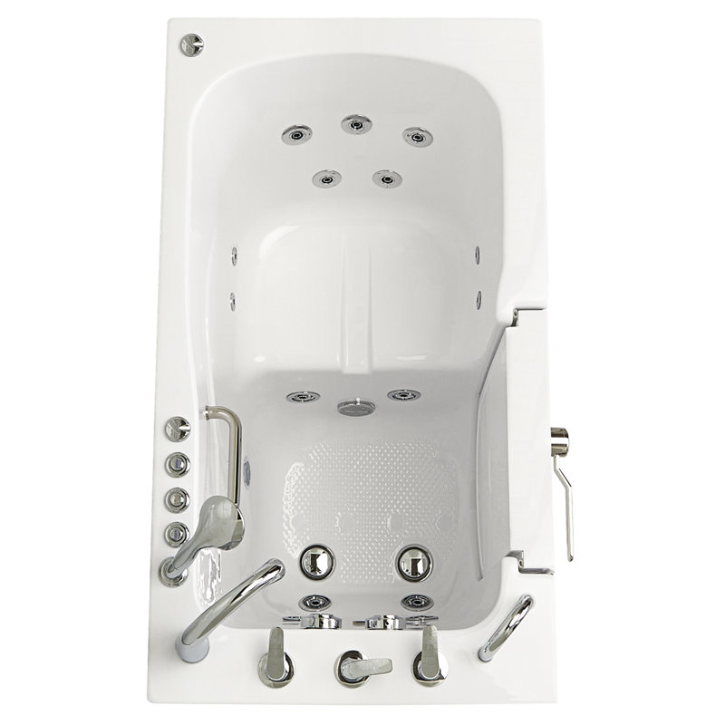 Ella Capri 30" x 52" Acrylic Hydro Massage w/ Independent Foot Massage and Heated Seat Walk-In Bathtub, Left
