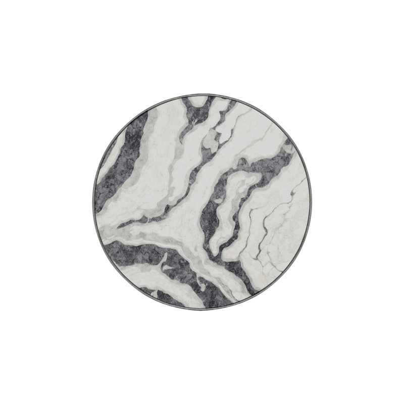 Tapis gris lavable à la machine, Rond 6 pi