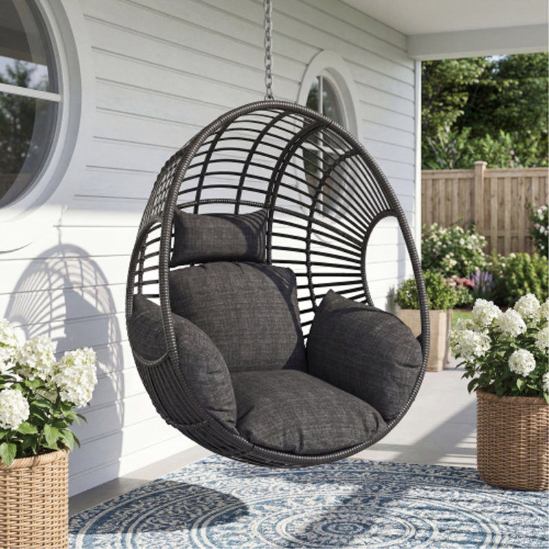 Balancelle d'extérieur en osier noir (CHAISE SEULEMENT, PAS DE SUPPORT)