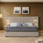 Structure de lit tapissier grand format avec tissu en chenille avec motif plissé, lit plateforme grand format avec tête de lit et structure solide et table de chevet. Pas besoin de sommier tapissier - beige-1657083888-1657083902