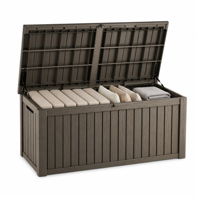 150 Gallon Extra-Large Wicker-Look Deck Box with Hydraulic-Assisted Lid