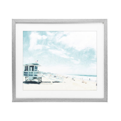 Blue Beach Station, reproduction encadrée sous verre, conception de Kim Curationa