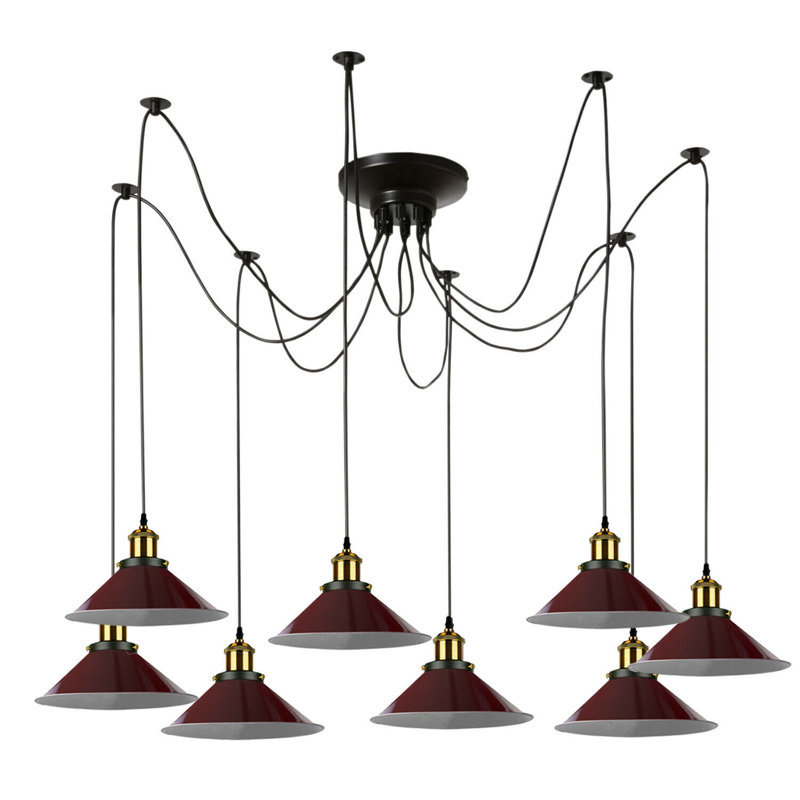Wheeler 8 - Light Cluster Pendant, Burgundy