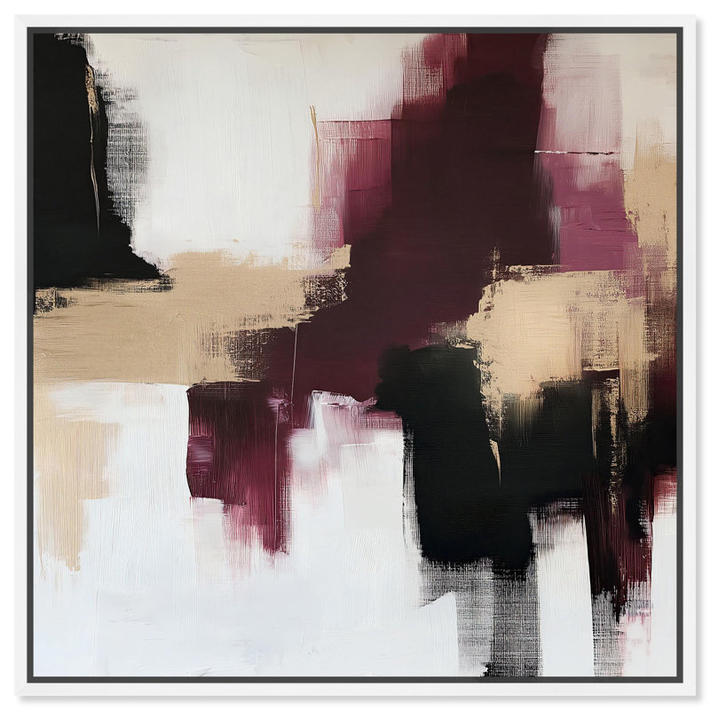 Art Remedy abstrait avec toile dorée, H 13 po x l 13 po, Cadre flottant blanc