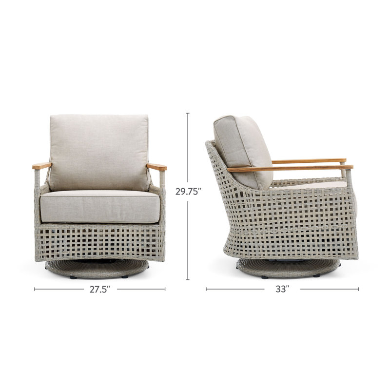 Chaise de patio pivotante en teck August avec coussins August