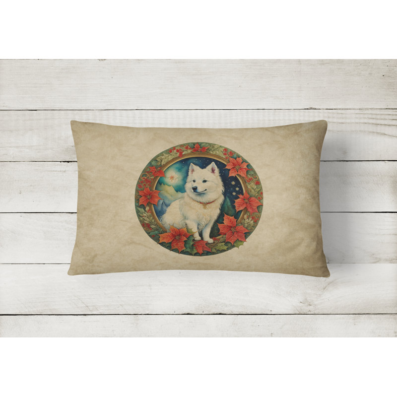 Coussin Christmas, 12 po x 16 po, Rectangulaire, Samoyède