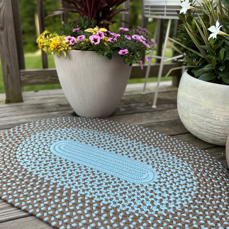 Tapis ovale intérieur / extérieur en polypropylène tissé à la machine gris perle Cape Eden, Ovale 2 pi x 4 pi