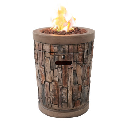 26" Round Steel Propane Fire Pit Table With Hidden Tank Storage