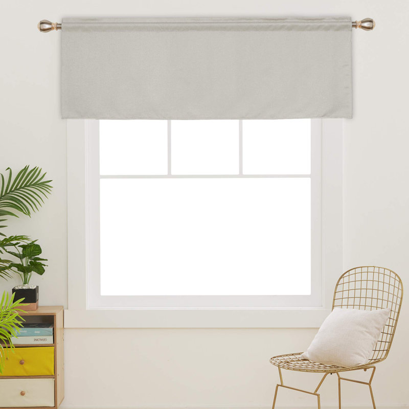 Solid Textured Embossed Rod Pocket Valance Blackout Curtains (Set of 2), 42" W x 18" L, Light Beige