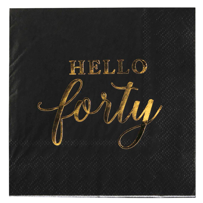Serviettes en papier de cocktail scripted hello 40 indiquant un cocktail jetable