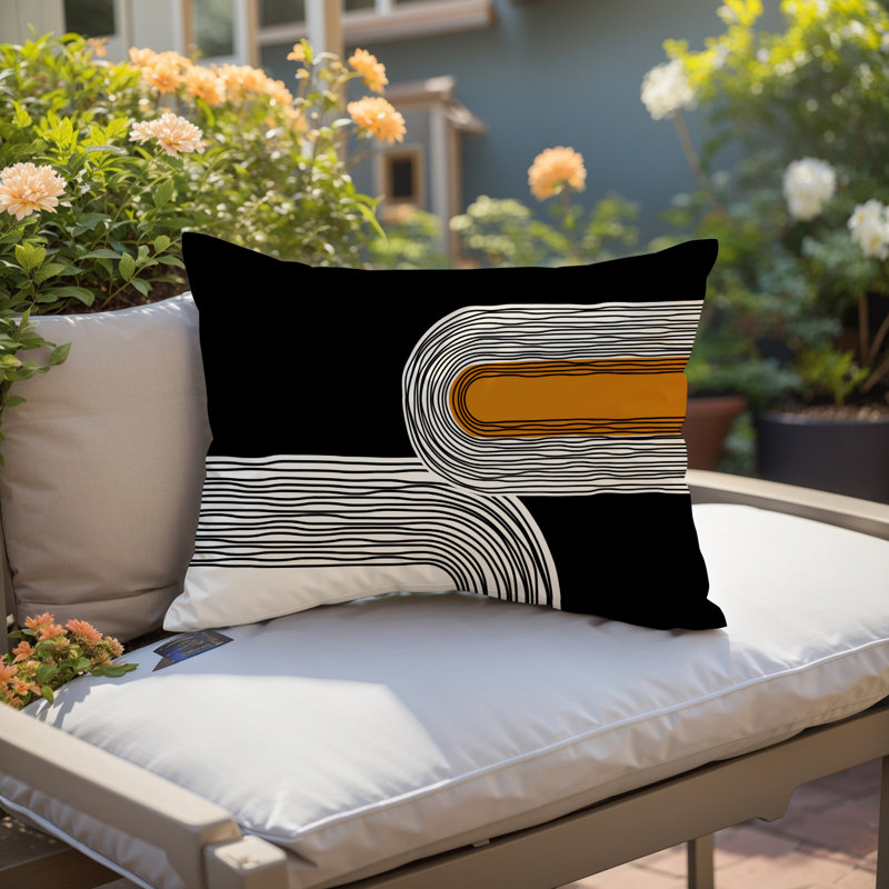 Housse et insert de coussin rectangulaire intérieur / extérieur en polyester filé Cassie, Orange, H 18 po x l 25 po