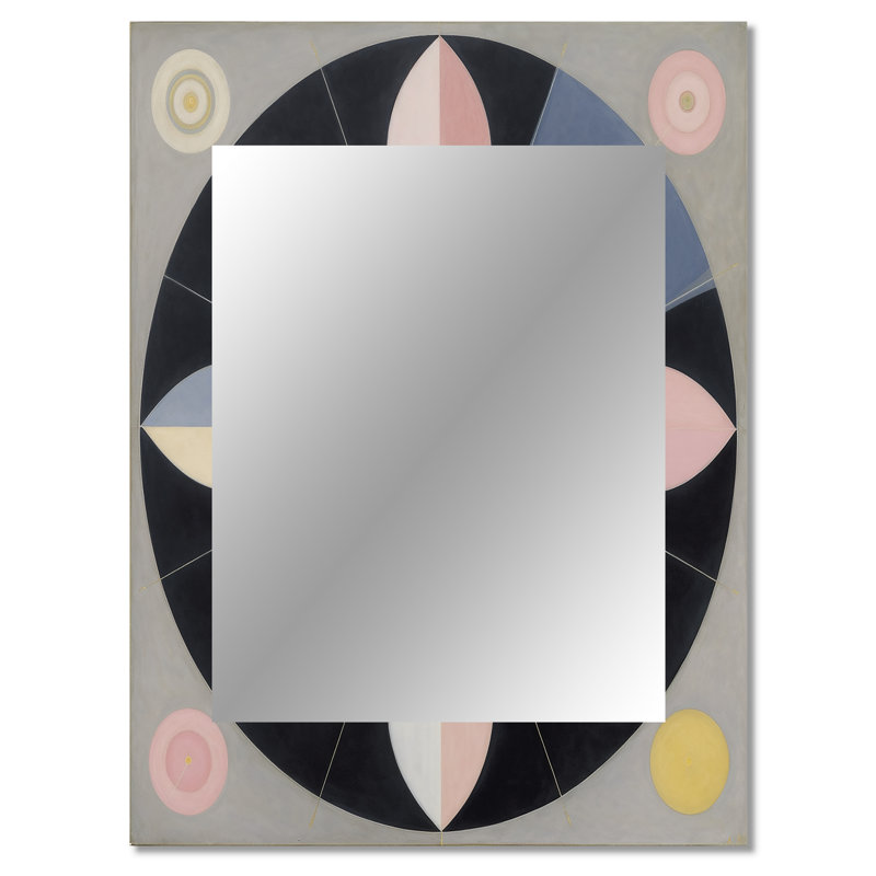 Universal Blossoming Harmony In Retro Pastel I - Abstract Spirals Wall Mirror, Modern Decorative Mirror, Printed Metal Art