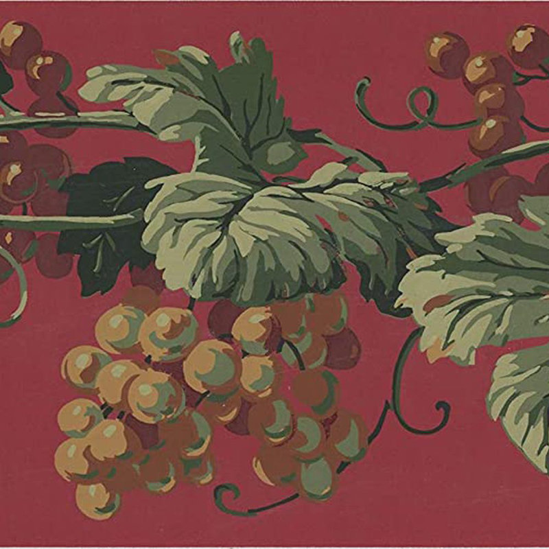 Bordure de papier peint l 15 pi x l 7 po raisins Zyaire, Rouge