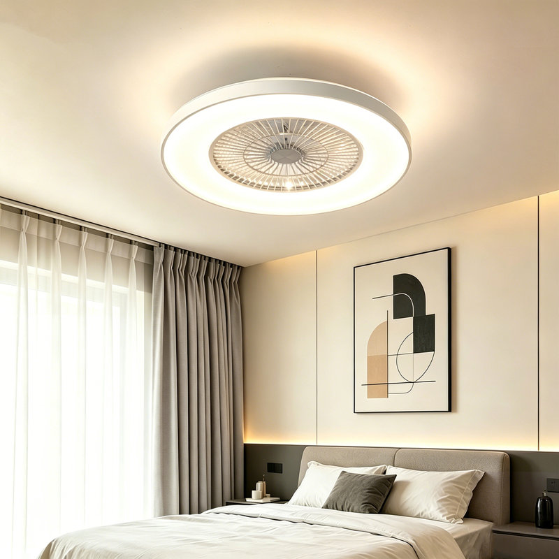 Ventilateur de plafond encastré 24 po à DEL Bluetooth Bluetooth Makaiyla avec télécommande vocale APP, 24 po de largeur