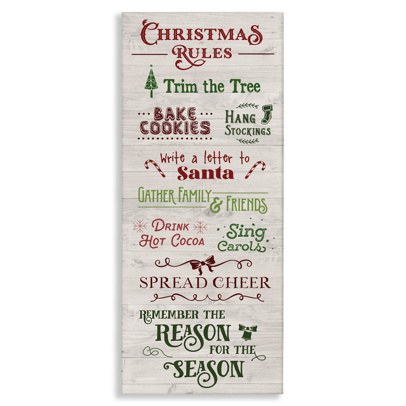 «Rustic Christmas Rules», art mural sur toile par Amanda Murray, H 30 po x l 13 po