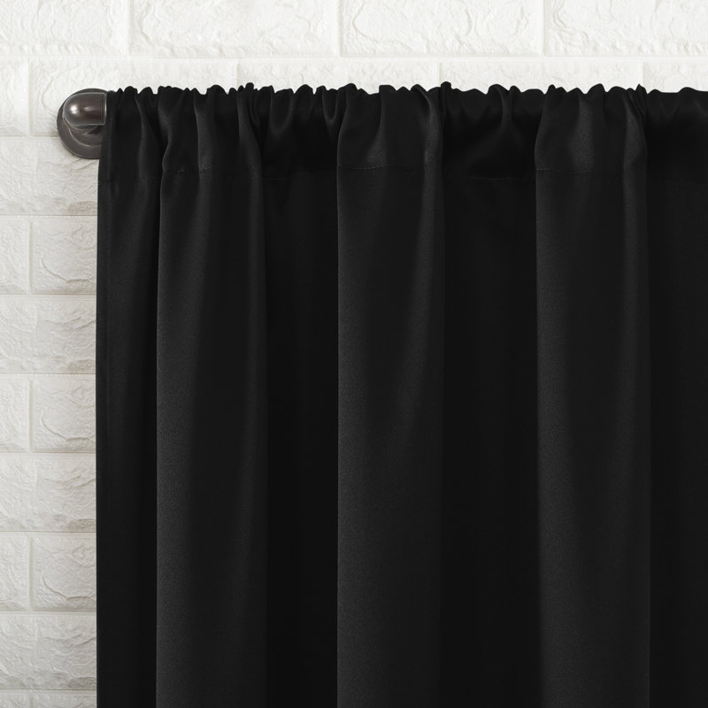 Bergen Theater Grade 100% Blackout Rod Pocket Curtain Panel, Black, 40" W x 63" L