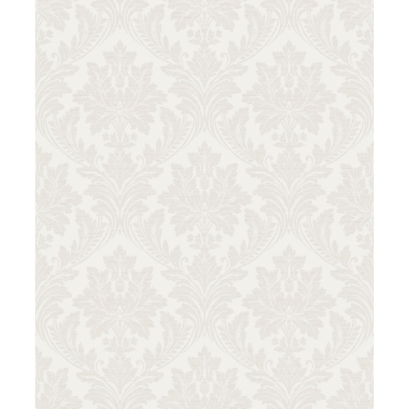 Rouleau de papier peint à motif floral damassé Somaya 33 pi x 21 po, Blanc