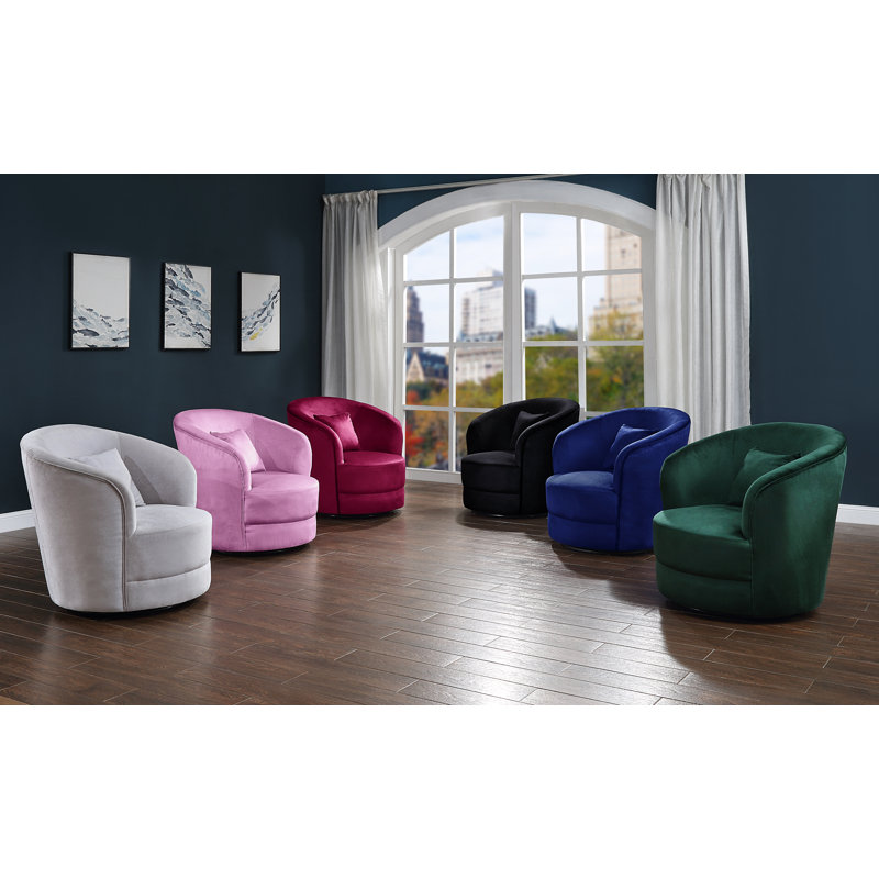 Tybalt Velvet Swivel Slipper Chair, Grey