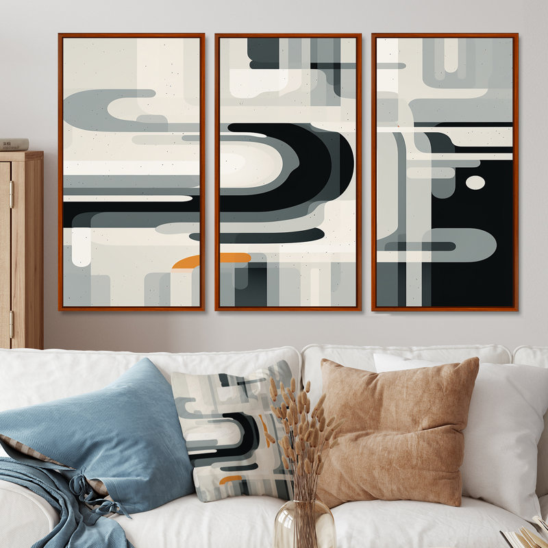 Cuda - Minimalisme, ensemble d'art mural, H 40 po x l 60 po x P 1 po, Cadre flottant brun
