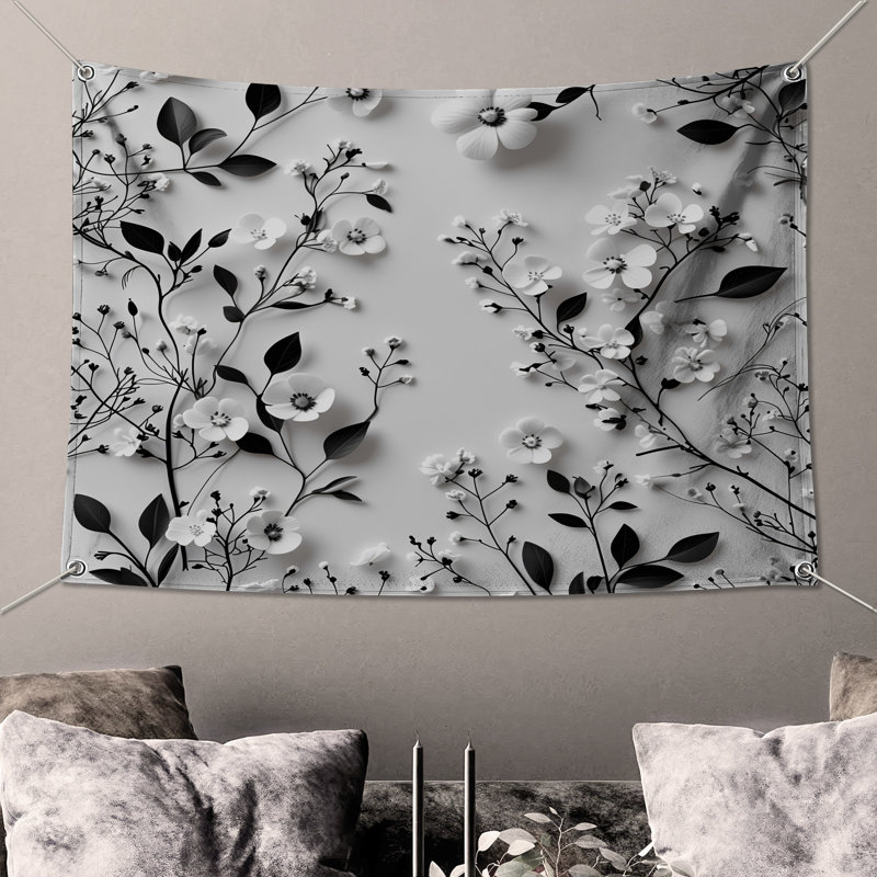 Tapisserie florale - Décoration murale nature, H 68 po x l 80 po avec 4 œillets