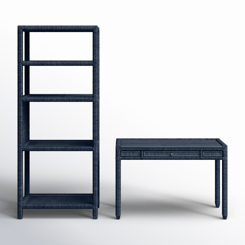 2 Piece Writing Desk Office Set, Navy