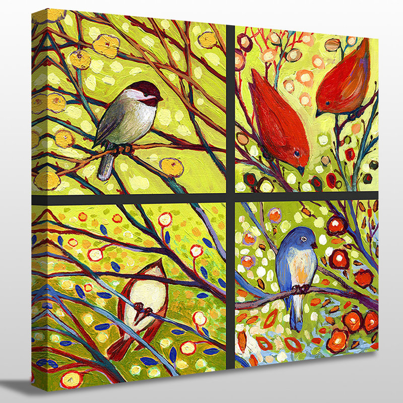 « oiseau quadrant i » par jennifer lommers,, reproduction d’art sur toile tendue, H 24 po x l 24 po x P 1 po