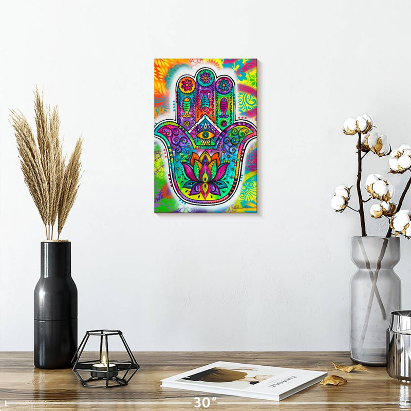 Kerrick Psychedelic Hamsa, 12" H x 8" W