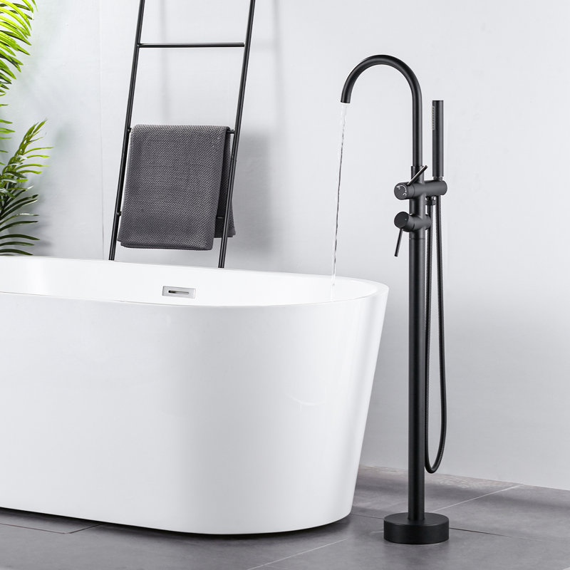Floor Tub Spout with Diverter, Matte Black