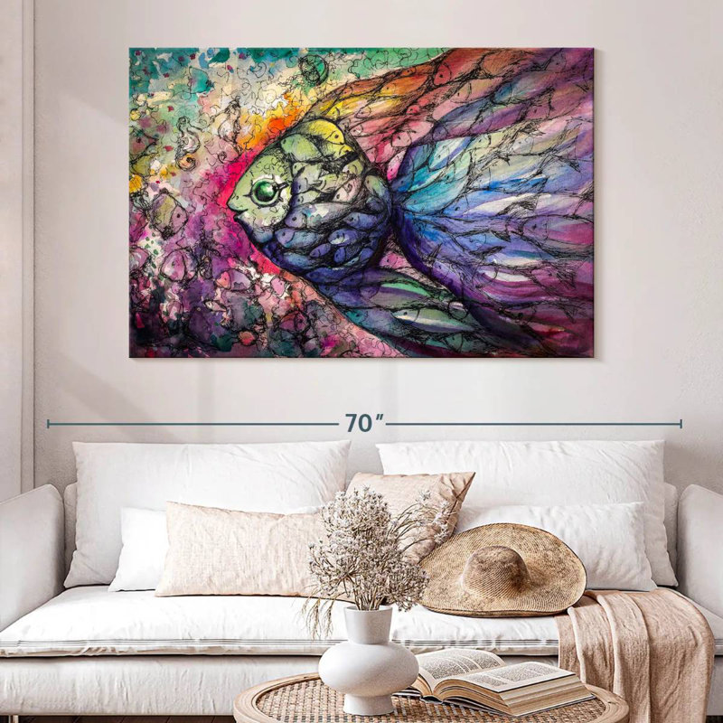 Brampt Abstract Rainbow Fish, 34'' H x 51'' W