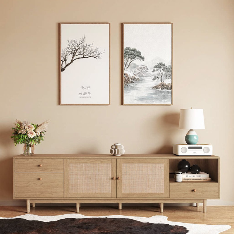 76.6" Boho TV Stand for TVs up to 85" — Real Rattan Dreams & Sun-Bleached Storage for Your Collected Life