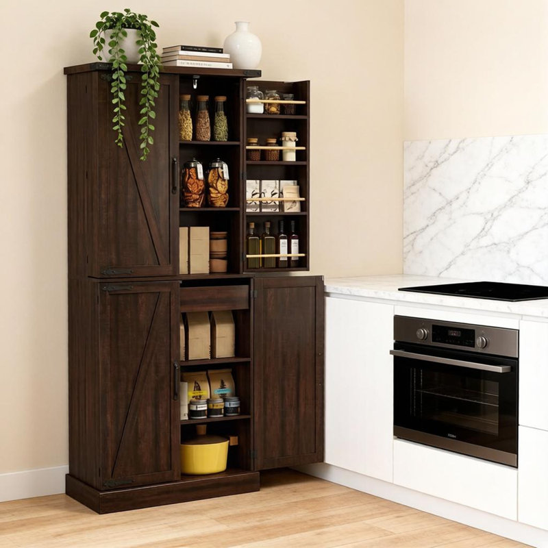 Garde-manger vertical, garde-manger haut (seulement garde-manger haut), Distressed Brown