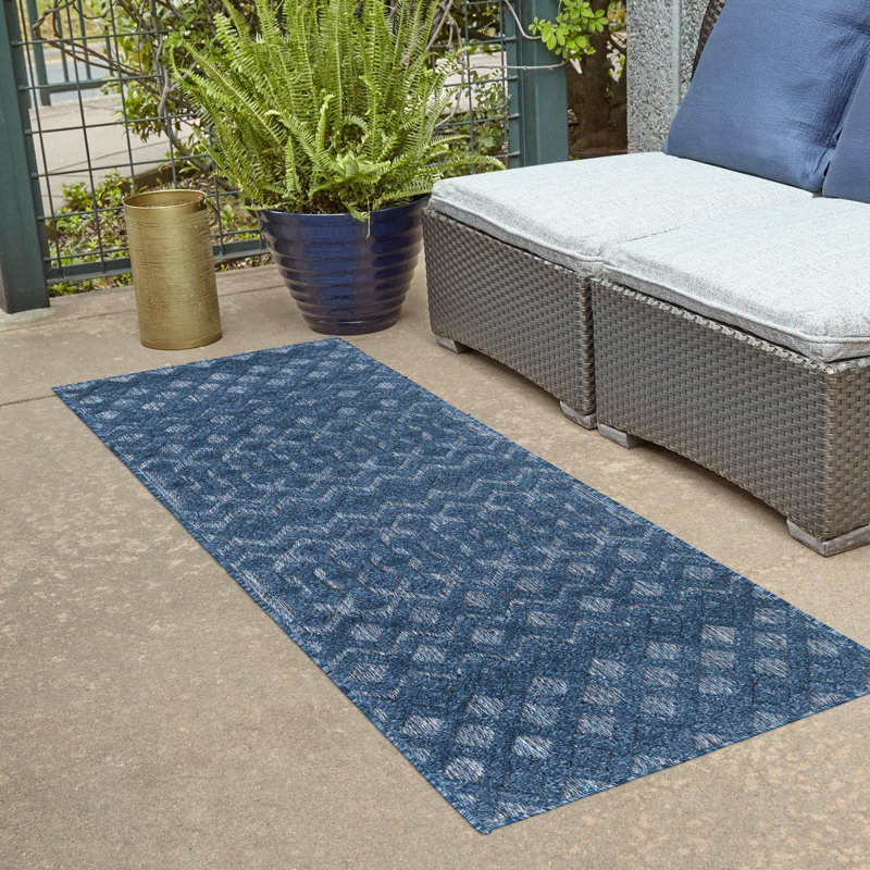 Gries Geometric Indoor / Outdoor Rug, Runner 2' x 8'