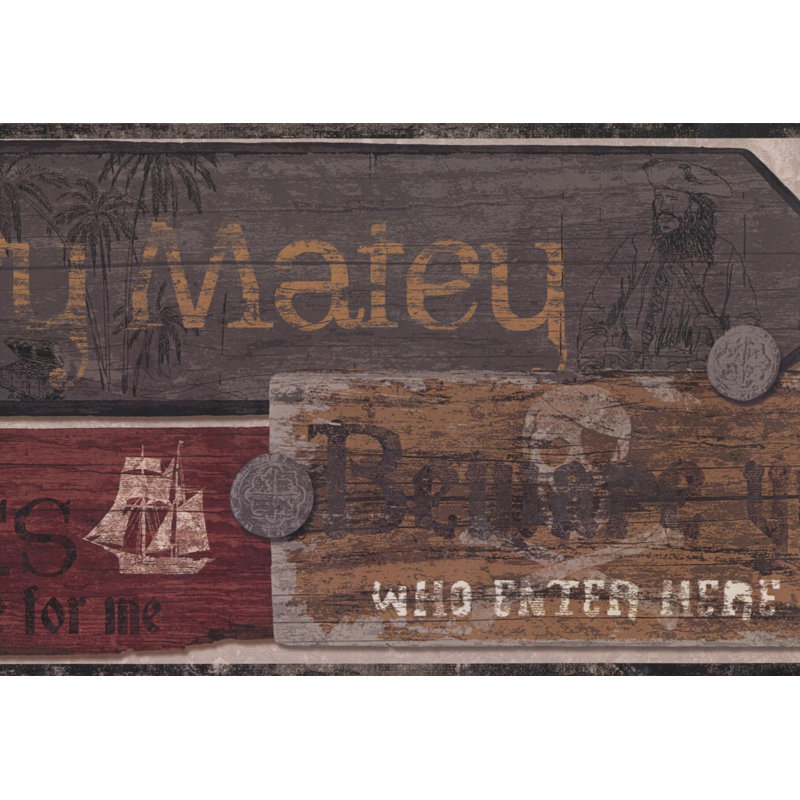 Bordure de papier peint Pirate Signs Marquees L 0,75 pi x l 180 po