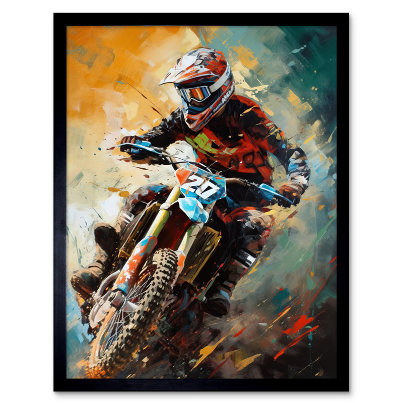 Anticur Motocross Race Driver Sport Action Shot - Single Picture Frame Print