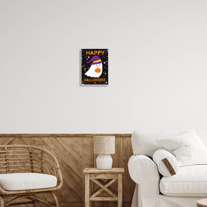 «Happy Halloween Happy Ghost», estampe numérique par Emily Cromwell, H 14 po x l 11 po x P 1,5 po