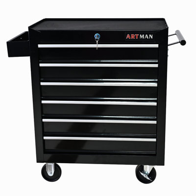 Rolling Tool Chest, 6 Drawer Tool Box With Wheels, Heavy Duty Industrial Service Cart Storage Organizer With Locking System, Rolling Tool Box Organizer Tool Case For Garage, Repair Shop