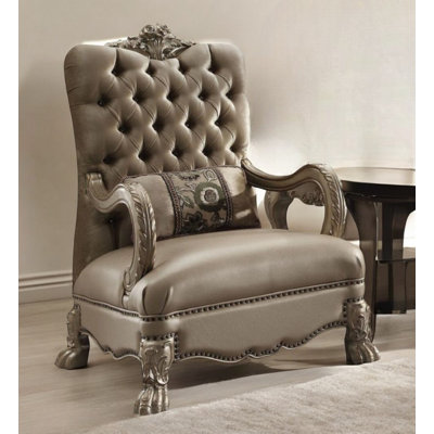  Fauteuil Chesterfield en velours Bone