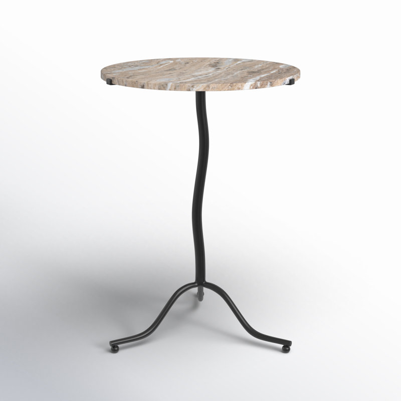 SOPHIE Marble End Table, Beige Top/Black Base