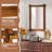 Shatterproof Wall Mirror With Acacia Wood Frame & Vintage Rivet Design-1369837300