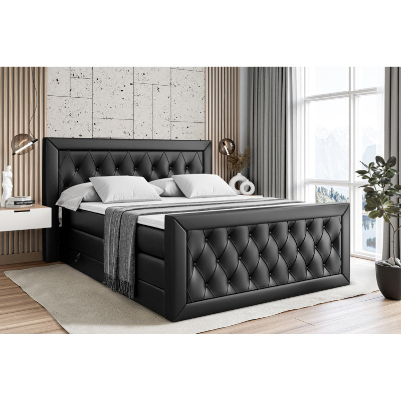 Falk Bed with Mattress, Black, 120cm W x 200cm D