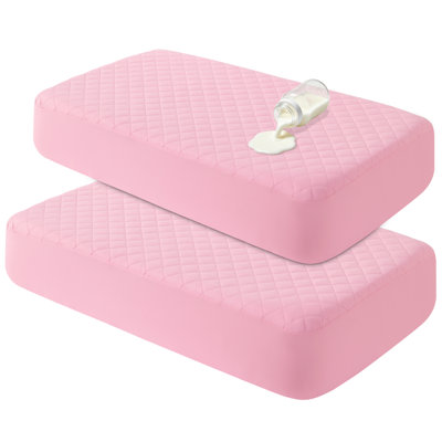 Ensemble de 2 protecteurs de matelas matelassés imperméables pour lit de bébé, protecteur de couche de lit TPU silencieux
