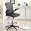 Fauteuil de dessinateur ergonomique en filet, grand fauteuil de bureau ergonomique, tabouret de bureau réglable, fauteuil de direction avec anneau repose-pieds et soutien lombaire noir