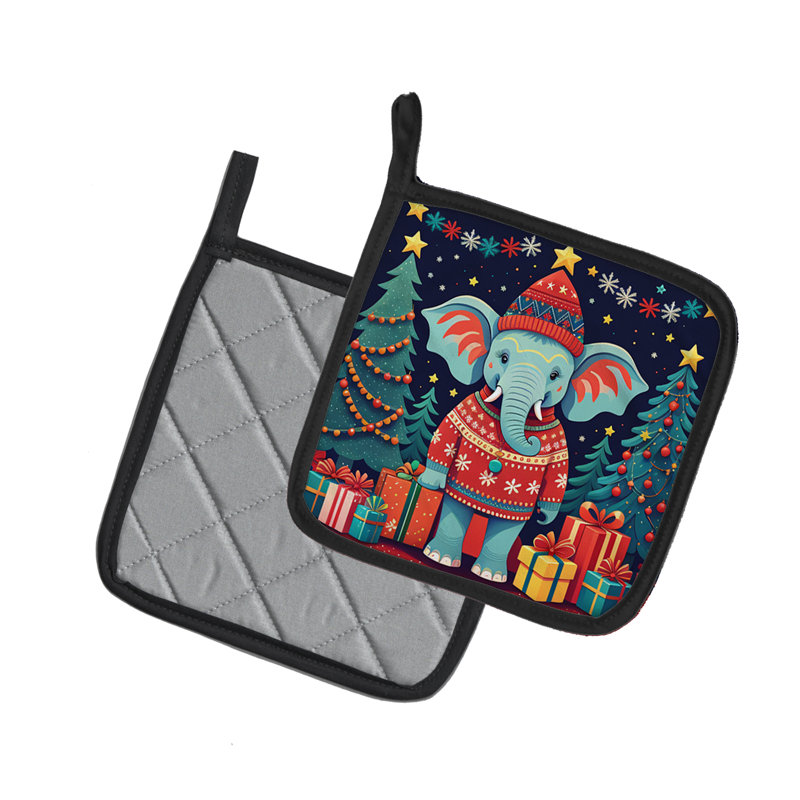Paire de poignées éléphant de Noël