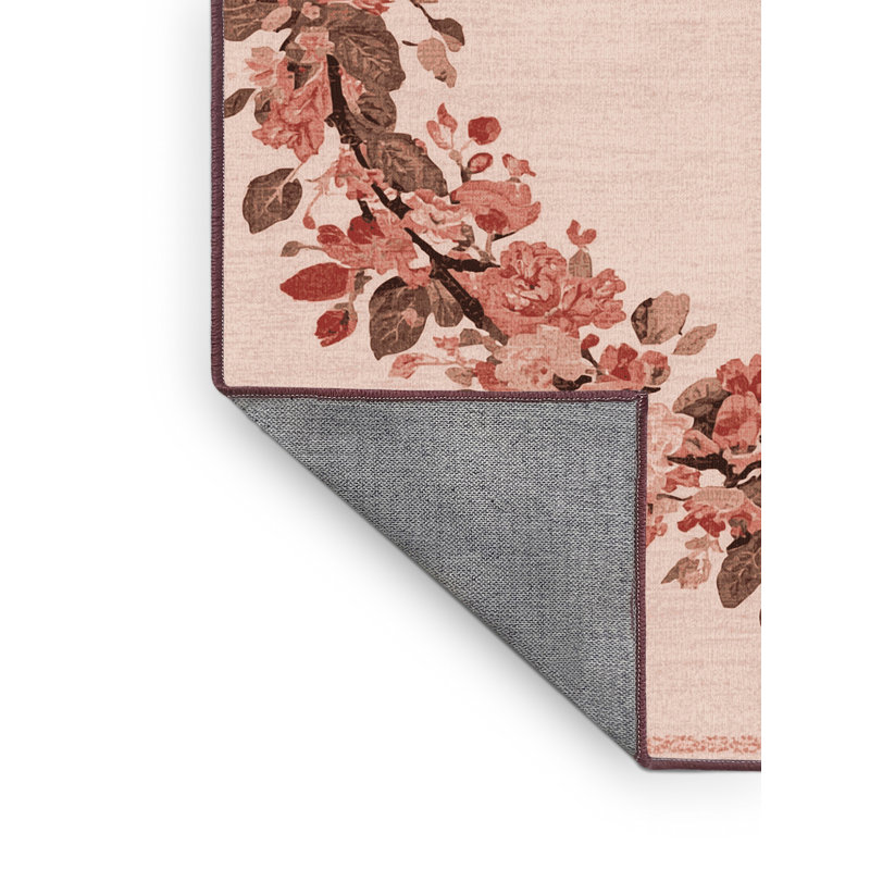 Tapis rose et rose moderne lavable à la machine Norridge, 8 x 12