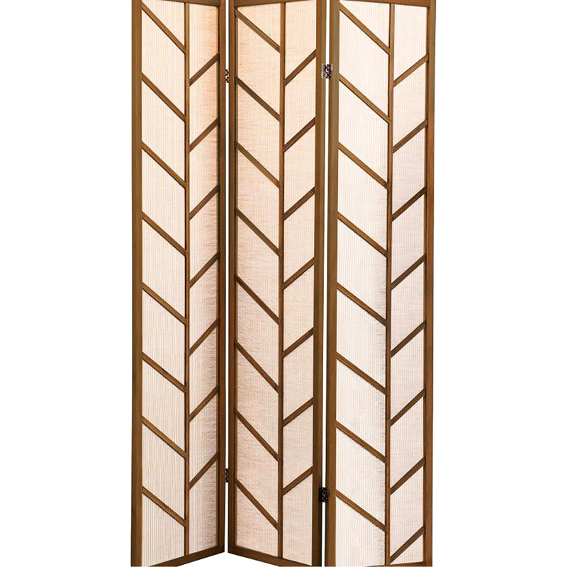 3 Walnut Linen Folding Screen - Define Areas With Ease And Infuse Rustic Charm Into